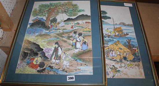 Pair Chinese prints